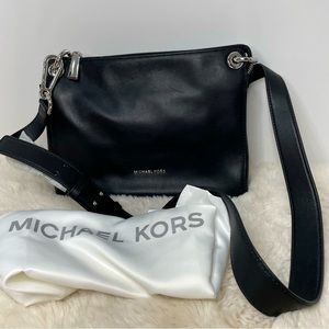 Black and Silver Leather Gianna Medium Michael Kors NWT Shoulder Bag